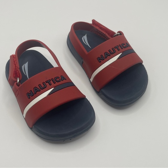 Baby boy Nautica Red and Blue Sport Sandals size 3 Velcro closure water shoes - Picture 1 of 6
